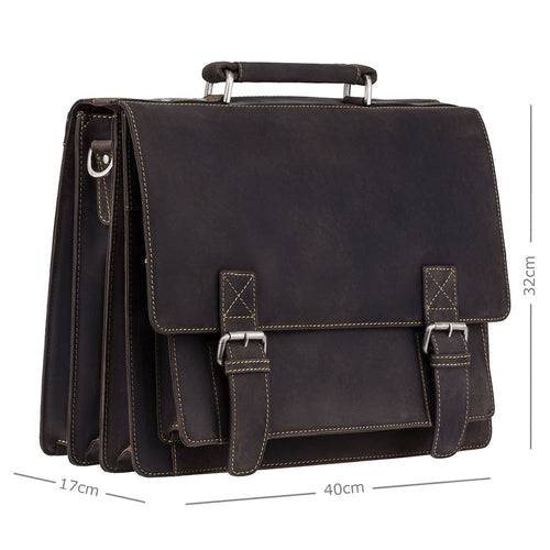 Hercules - Large Multi Compartment Briefcase in Brown