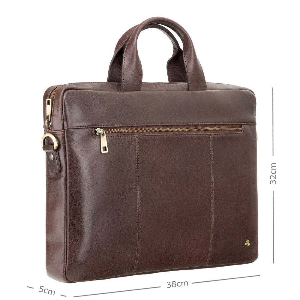 Visconti Charles ML28 Slim Briefcase - Brown
