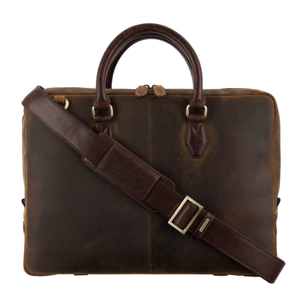 Visconti Carl ML50 Briefcase - Oil Tan/Brown