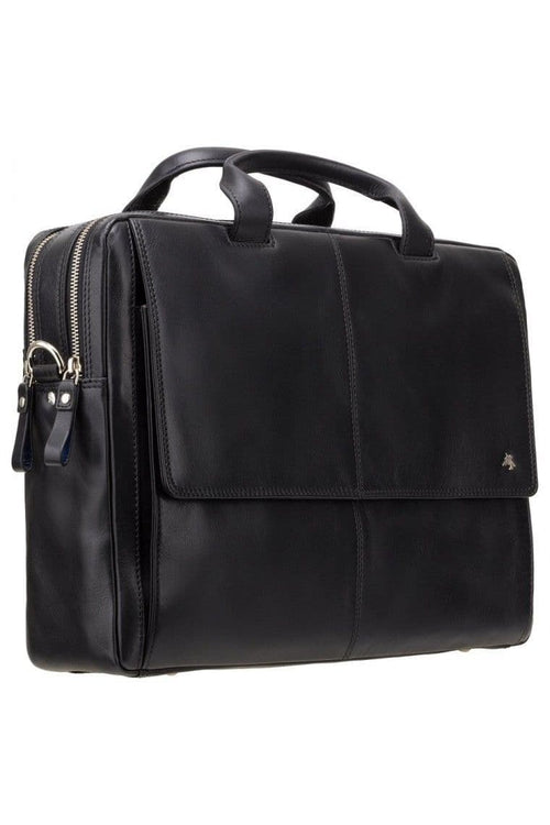 Anderson- 15" Black Leather Laptop Briefcase