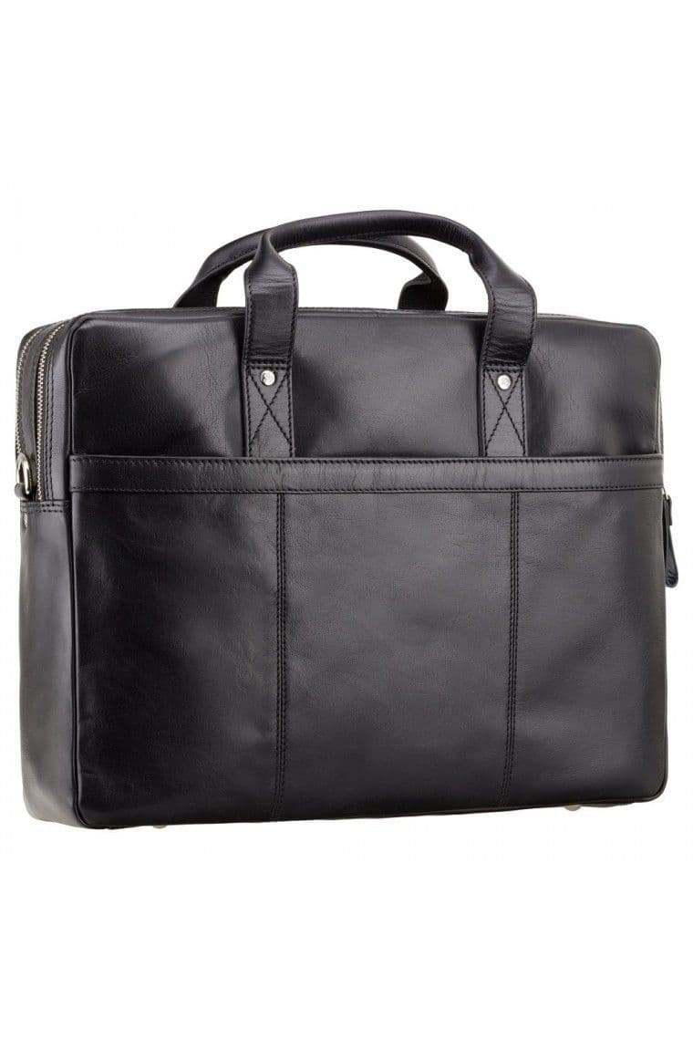 Anderson- 15" Black Leather Laptop Briefcase
