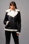 Cream Sheepskin biker Jacket