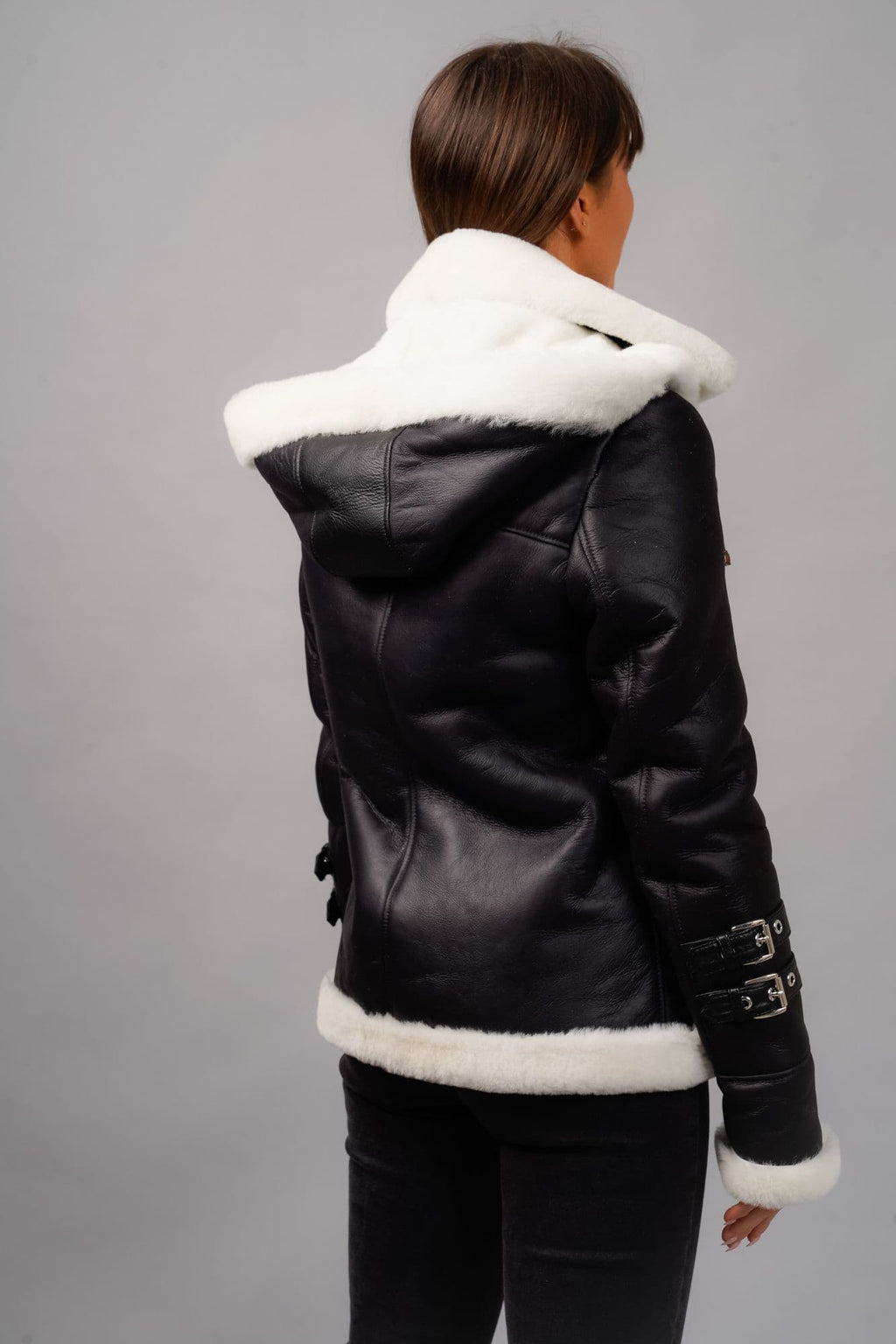 Cream Sheepskin biker Jacket