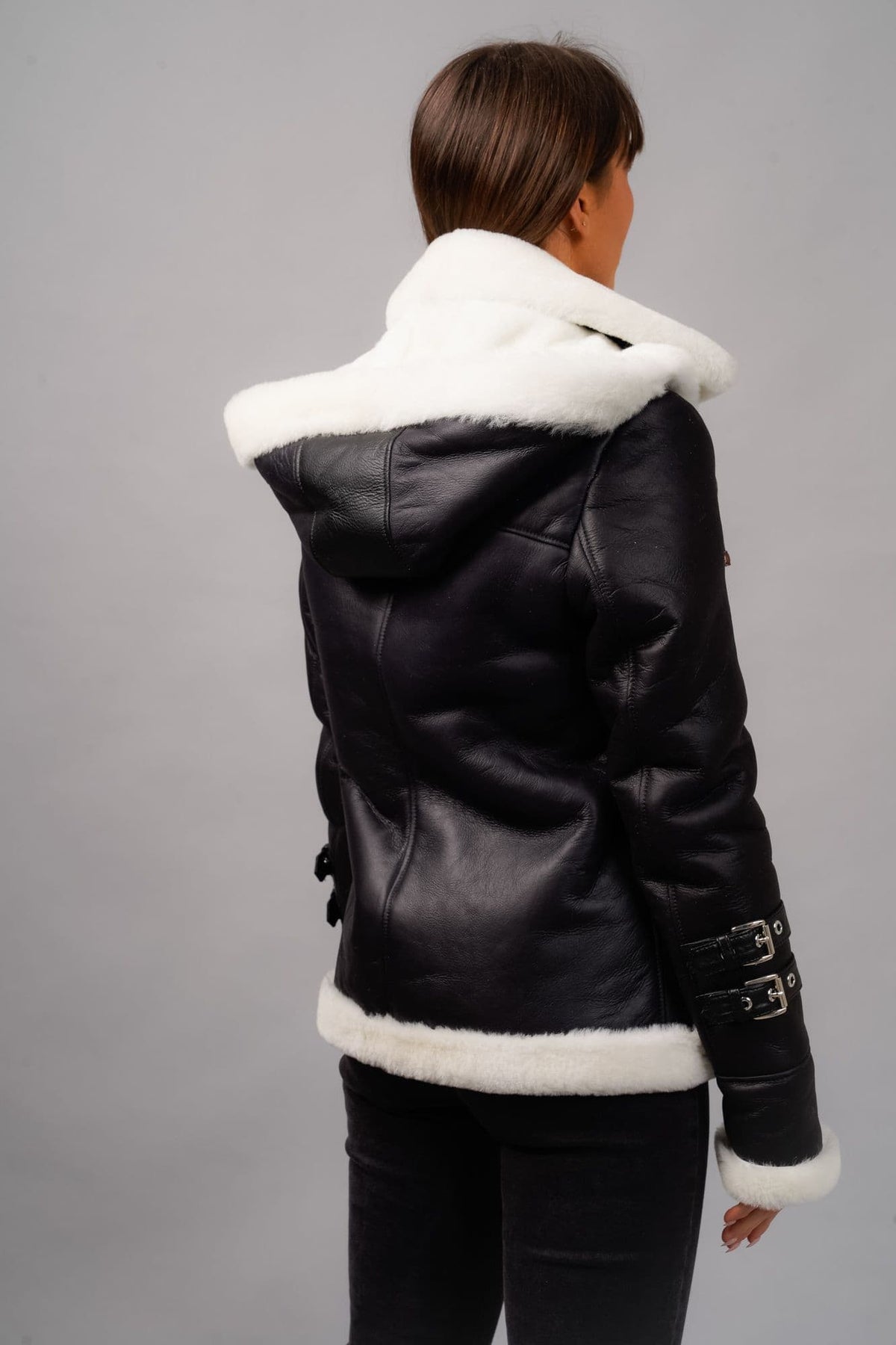Cream Sheepskin biker Jacket