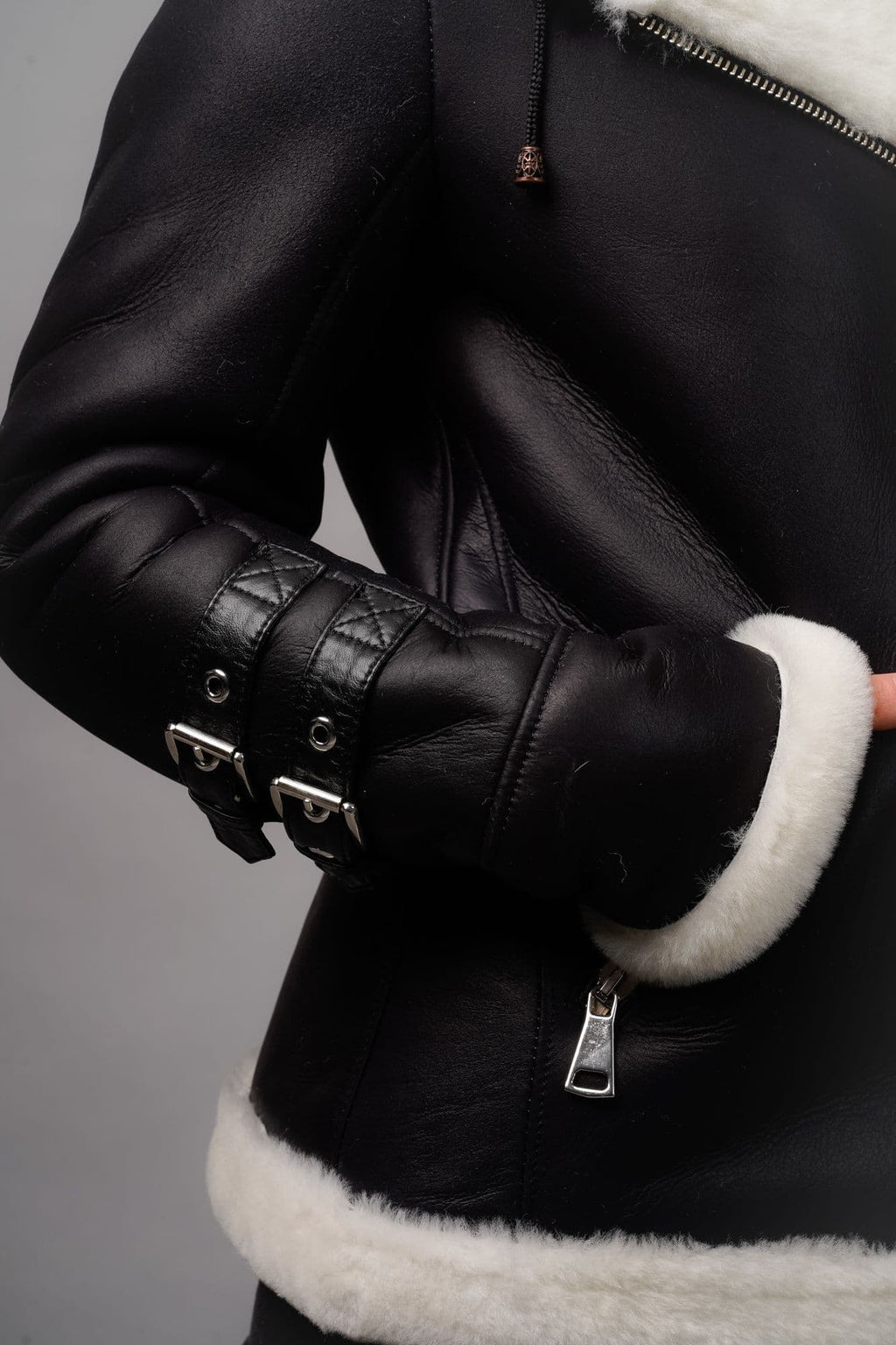 Cream Sheepskin biker Jacket