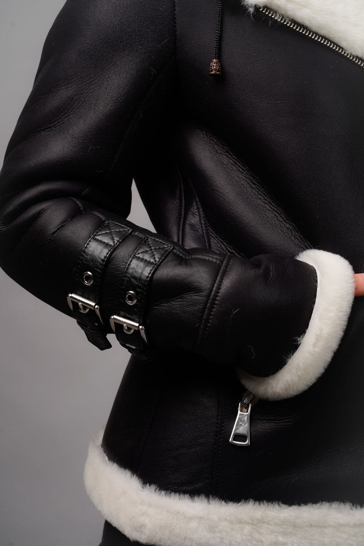 Cream Sheepskin biker Jacket