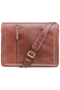 Enzo Leather Laptop Messenger Case in Tan