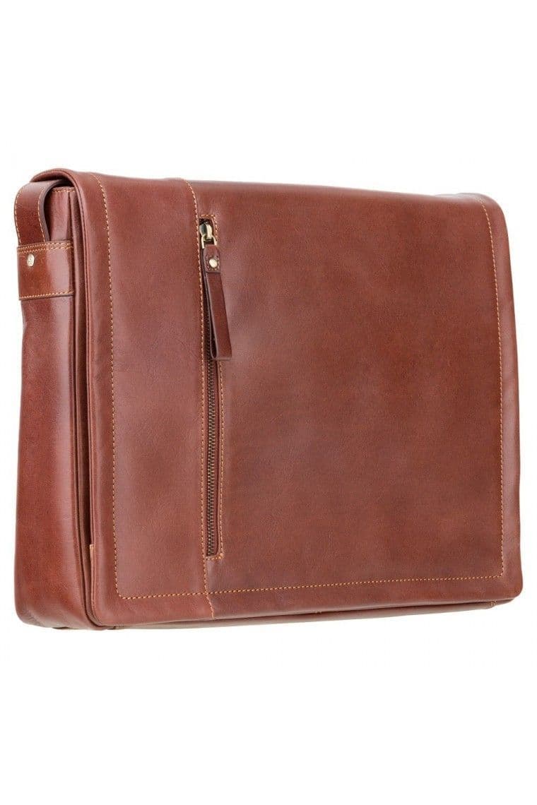 Enzo Leather Laptop Messenger Case in Tan