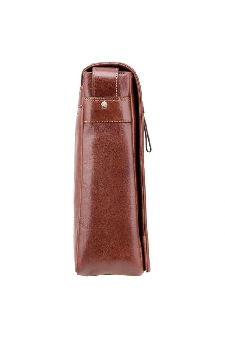 Enzo Leather Laptop Messenger Case in Tan