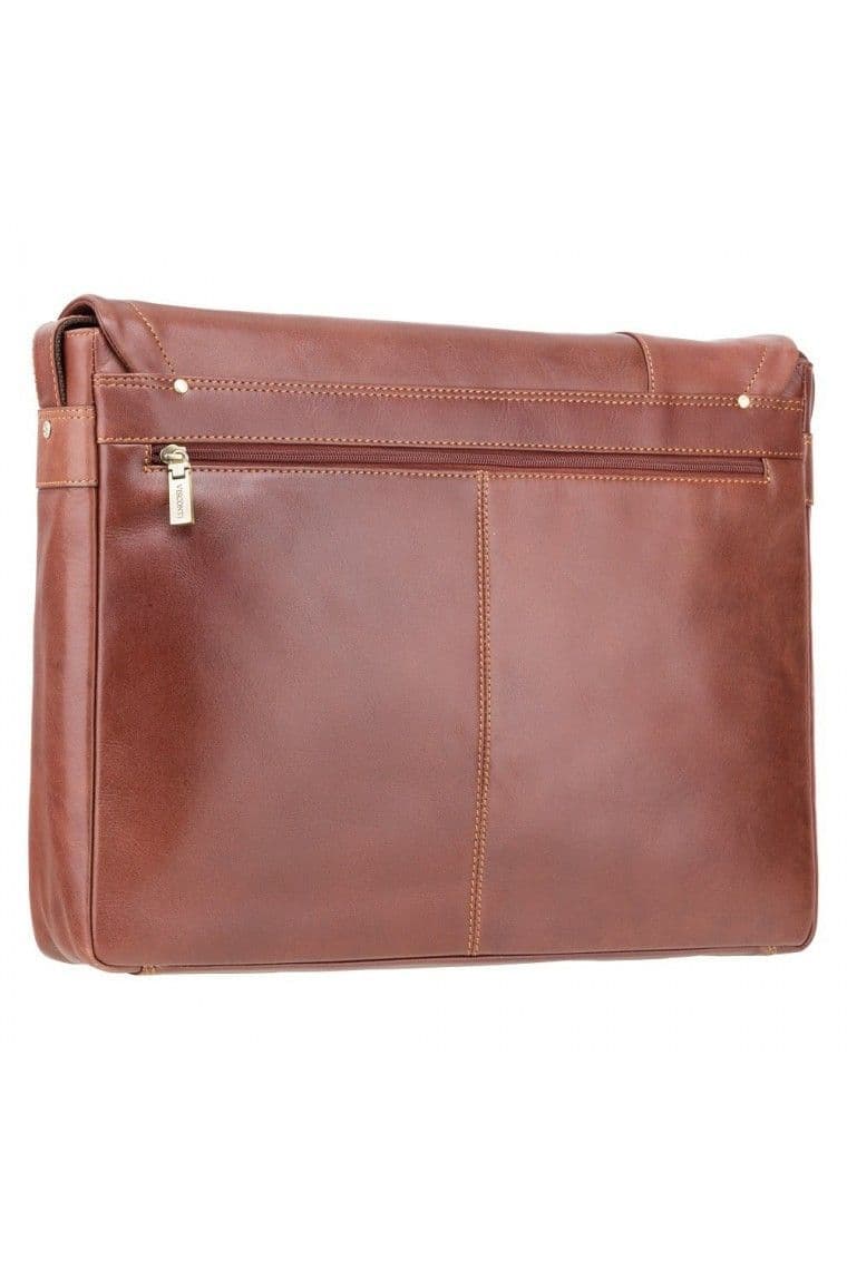 Enzo Leather Laptop Messenger Case in Tan