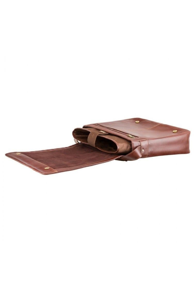 Enzo Leather Laptop Messenger Case in Tan