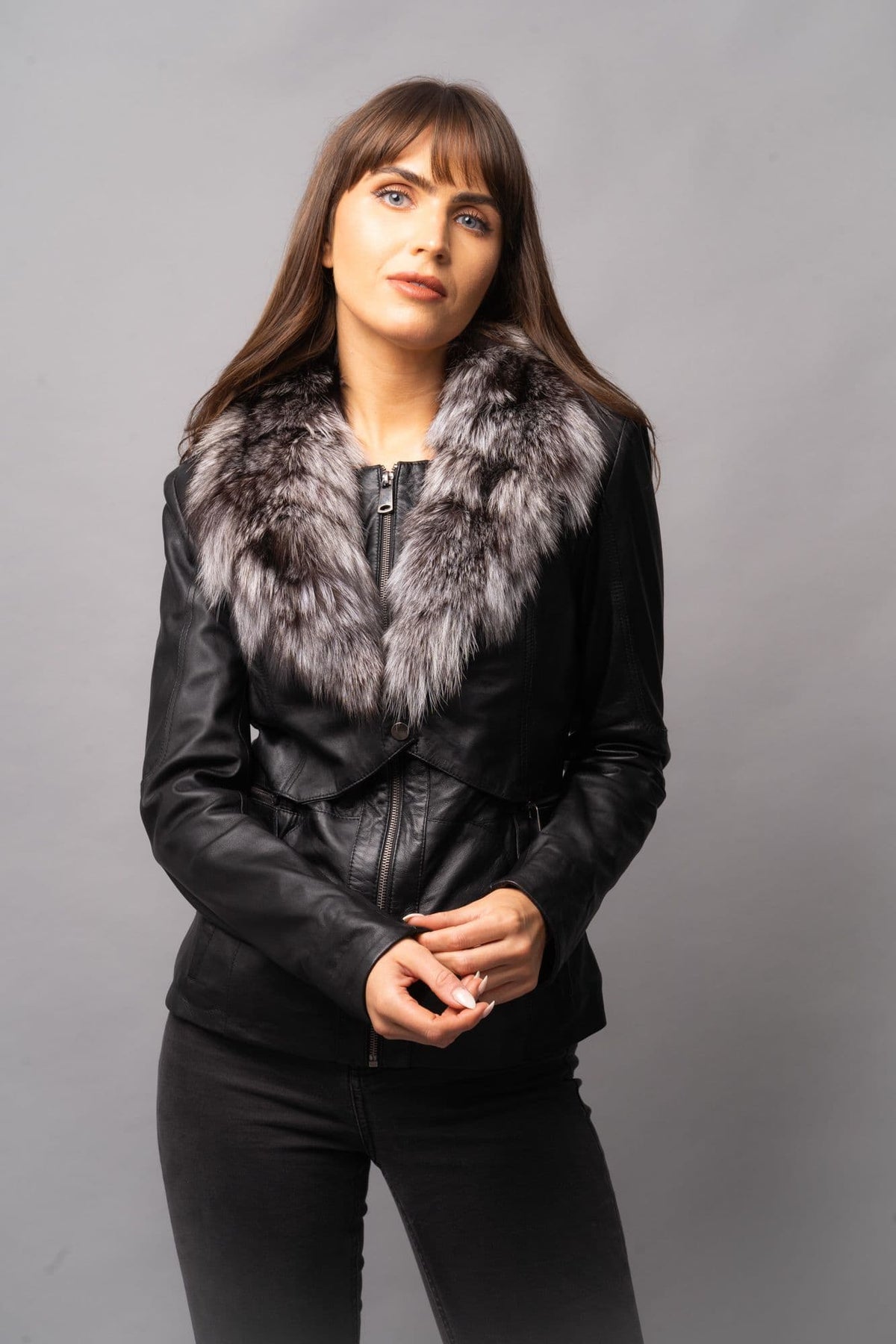 Fox Fur Leather Jacket Ladies