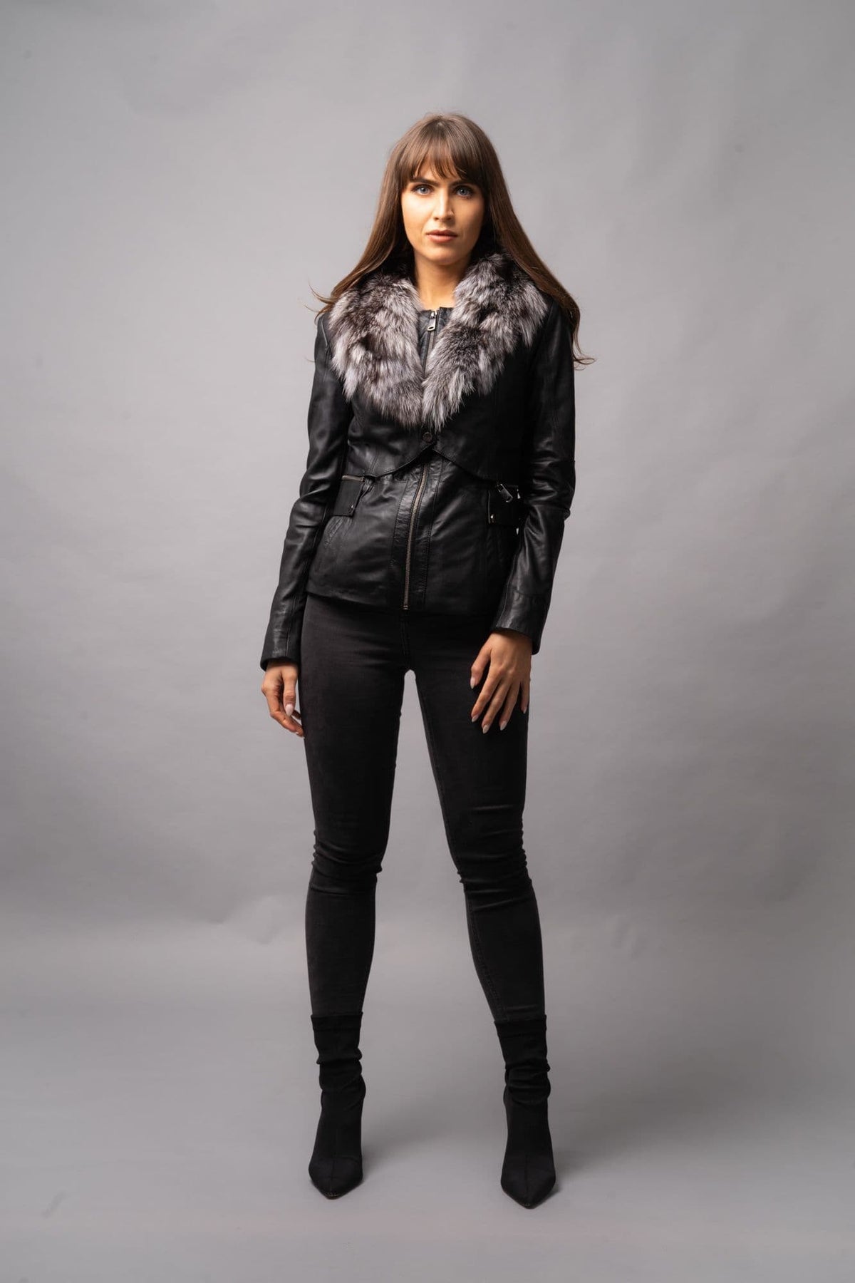 Fox Fur Leather Jacket Ladies
