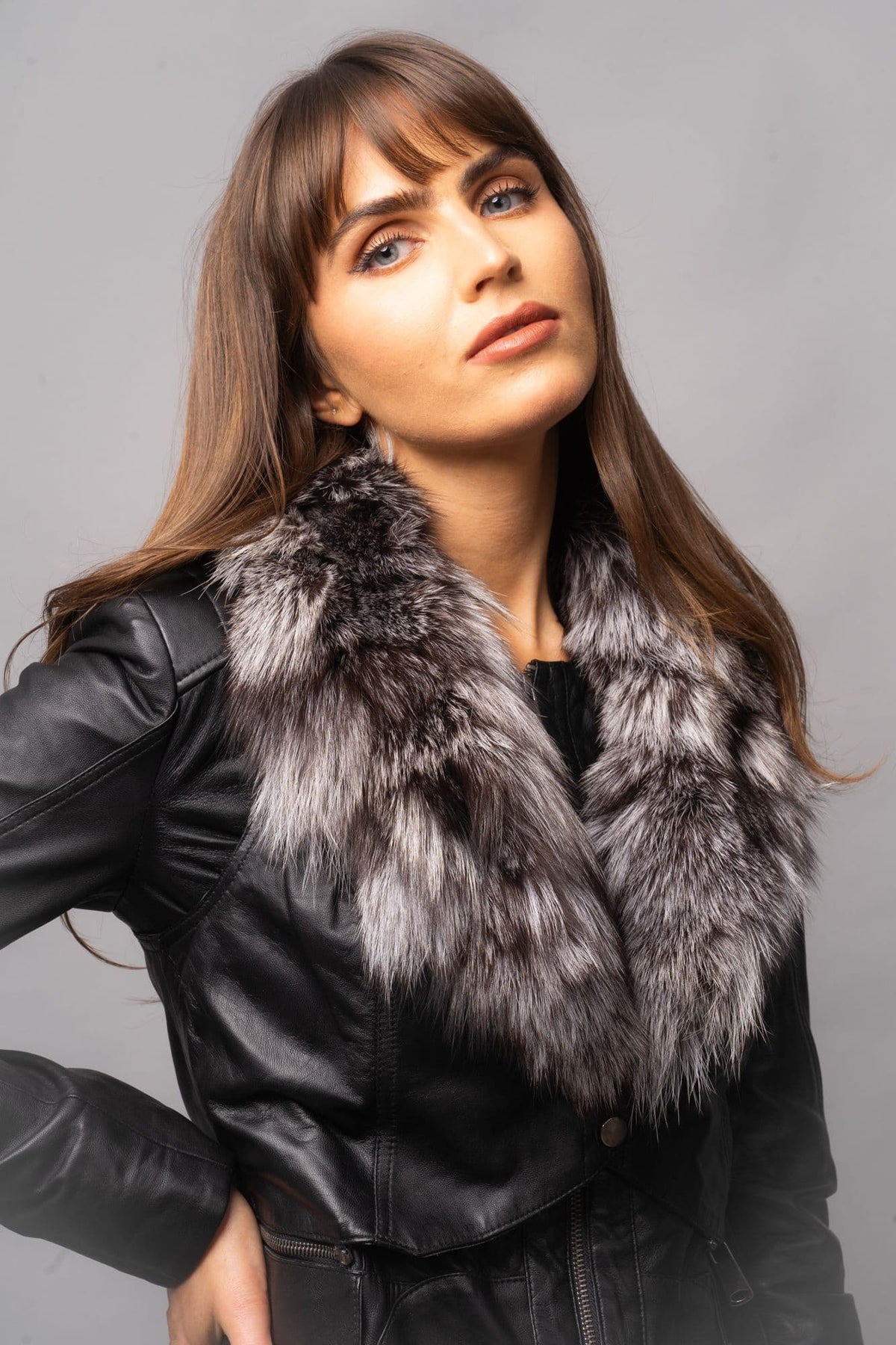 Fox Fur Leather Jacket Ladies