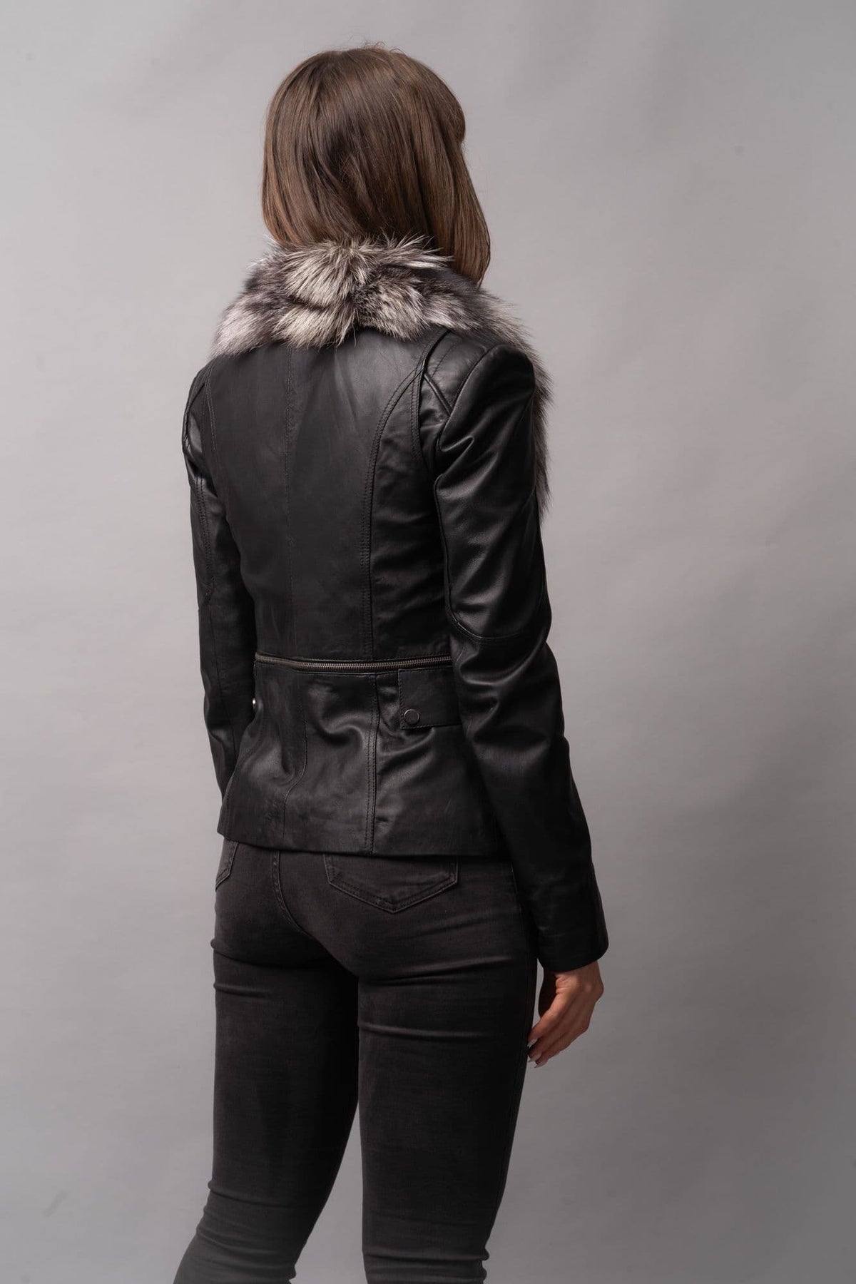 Fox Fur Leather Jacket Ladies