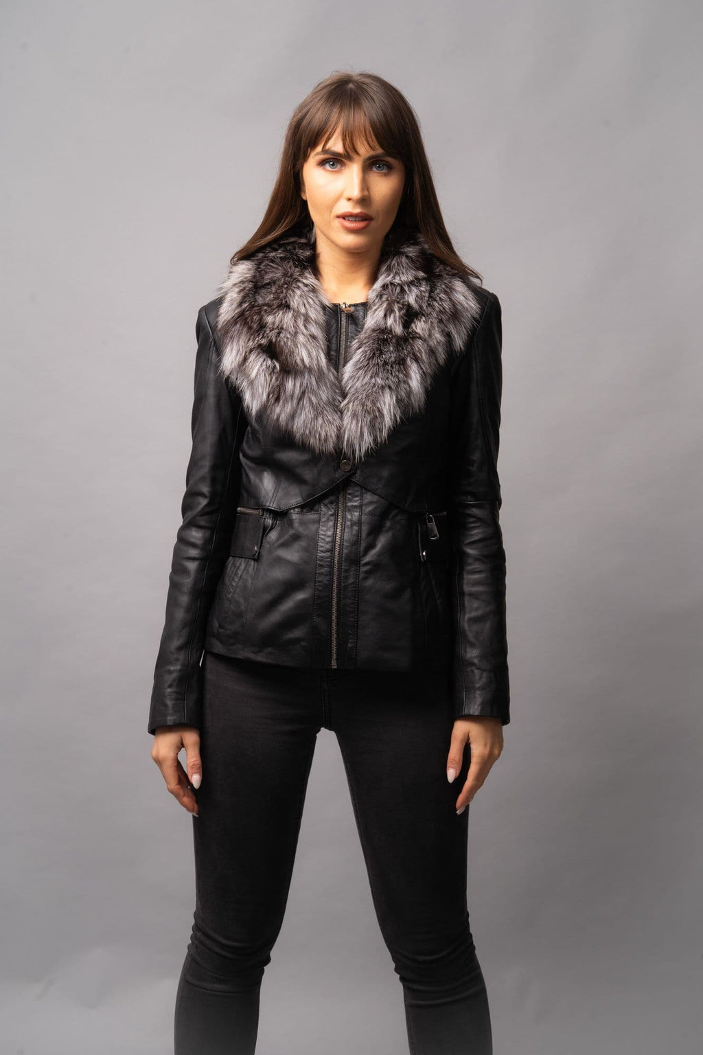 Fox Fur Leather Jacket Ladies
