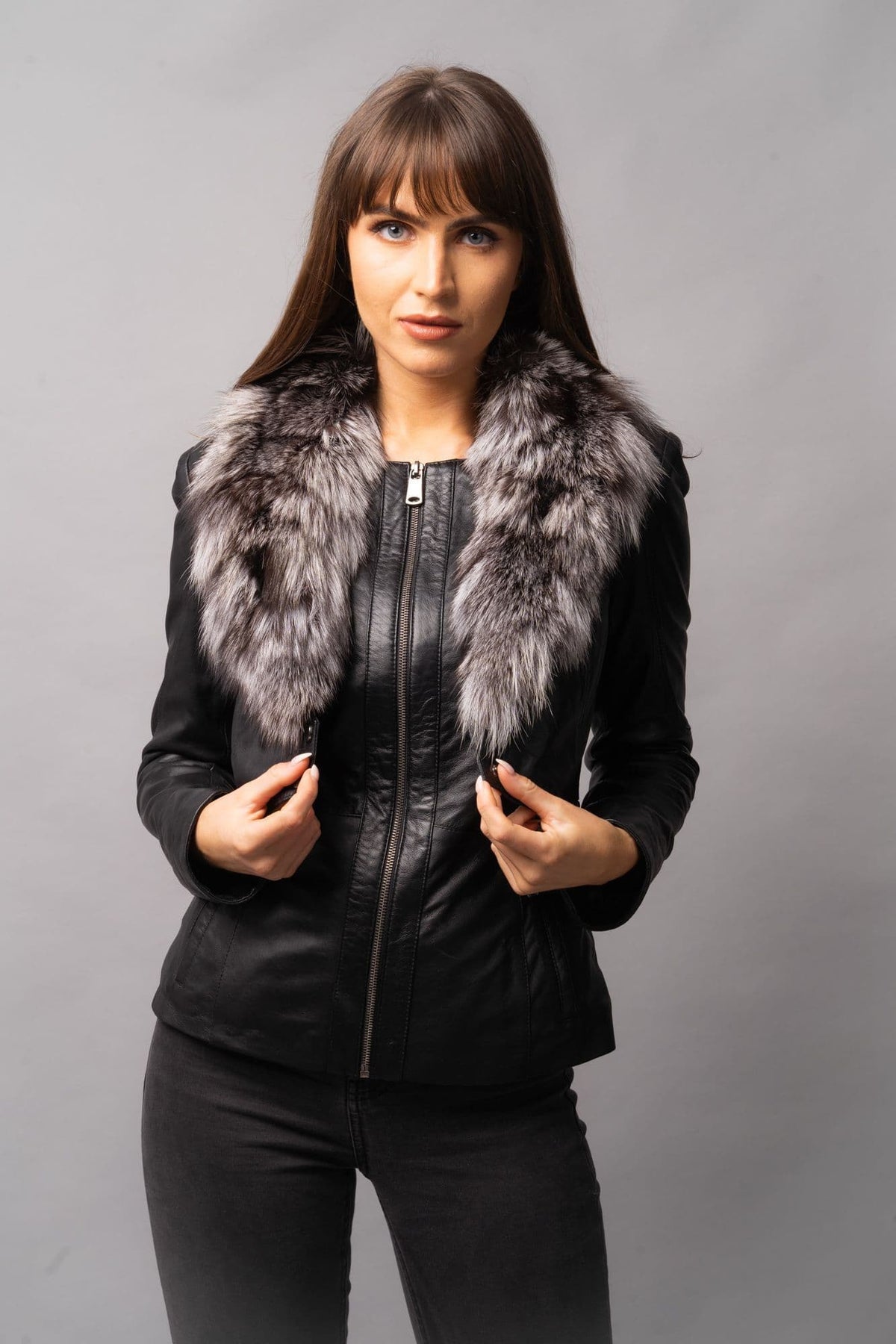 Fox Fur Leather Jacket Ladies