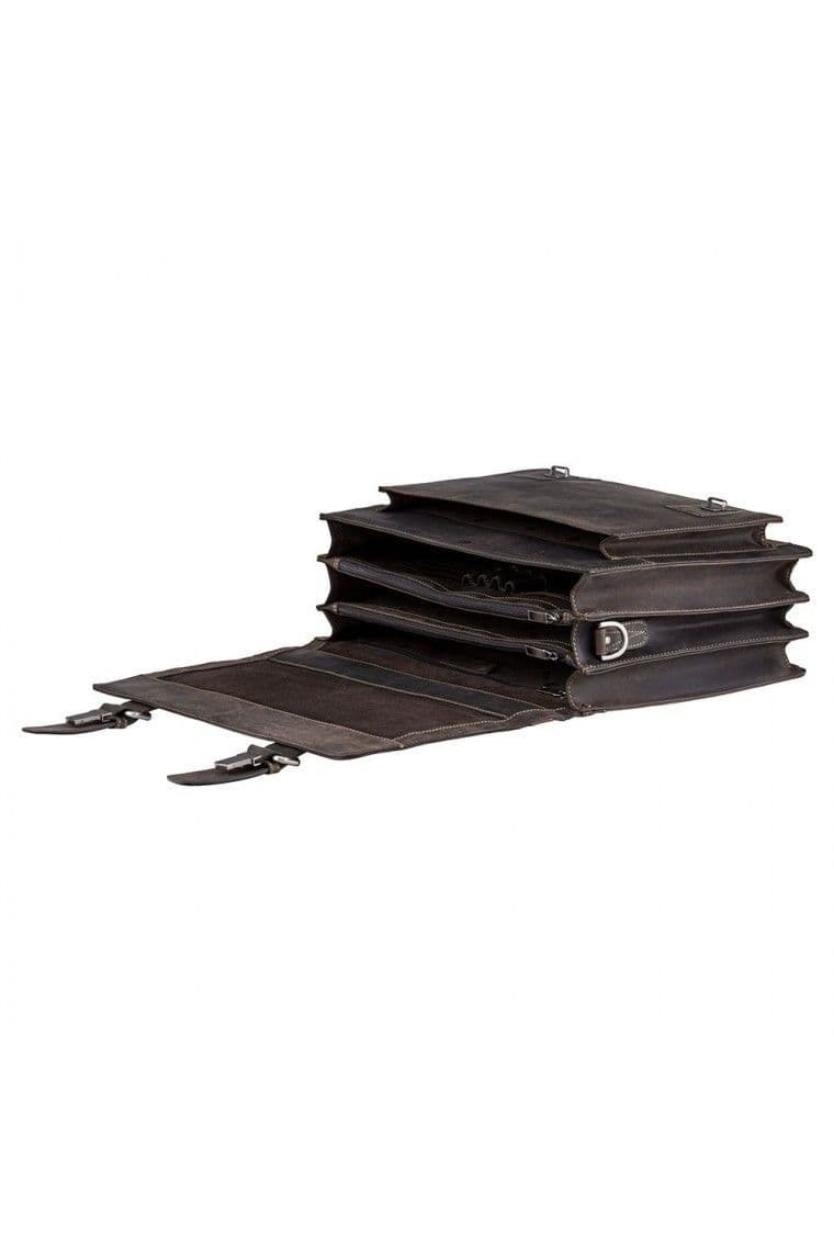 Hercules - Large Multi Compartment Briefcase in Brown
