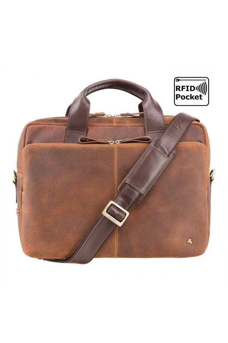 Hugo - 13" Laptop Briefcase in Oil Tan