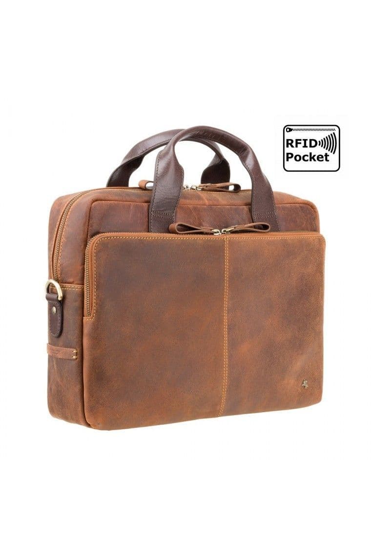 Hugo - 13" Laptop Briefcase in Oil Tan