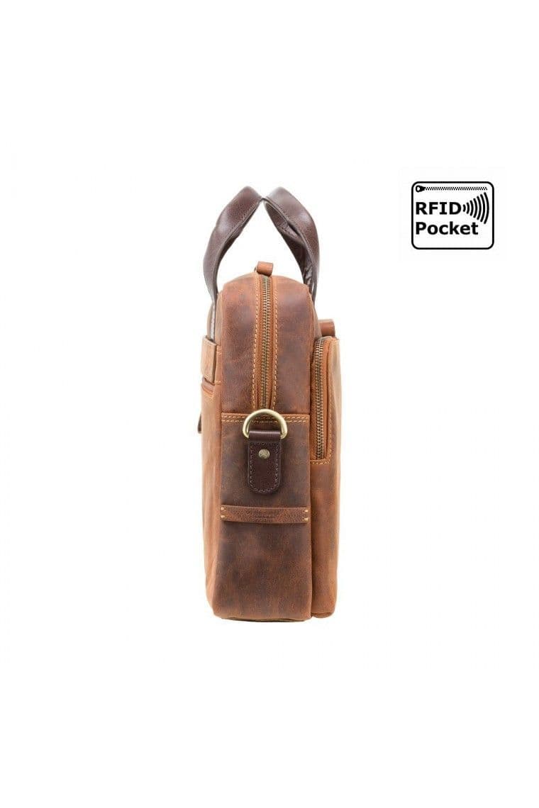 Hugo - 13" Laptop Briefcase in Oil Tan