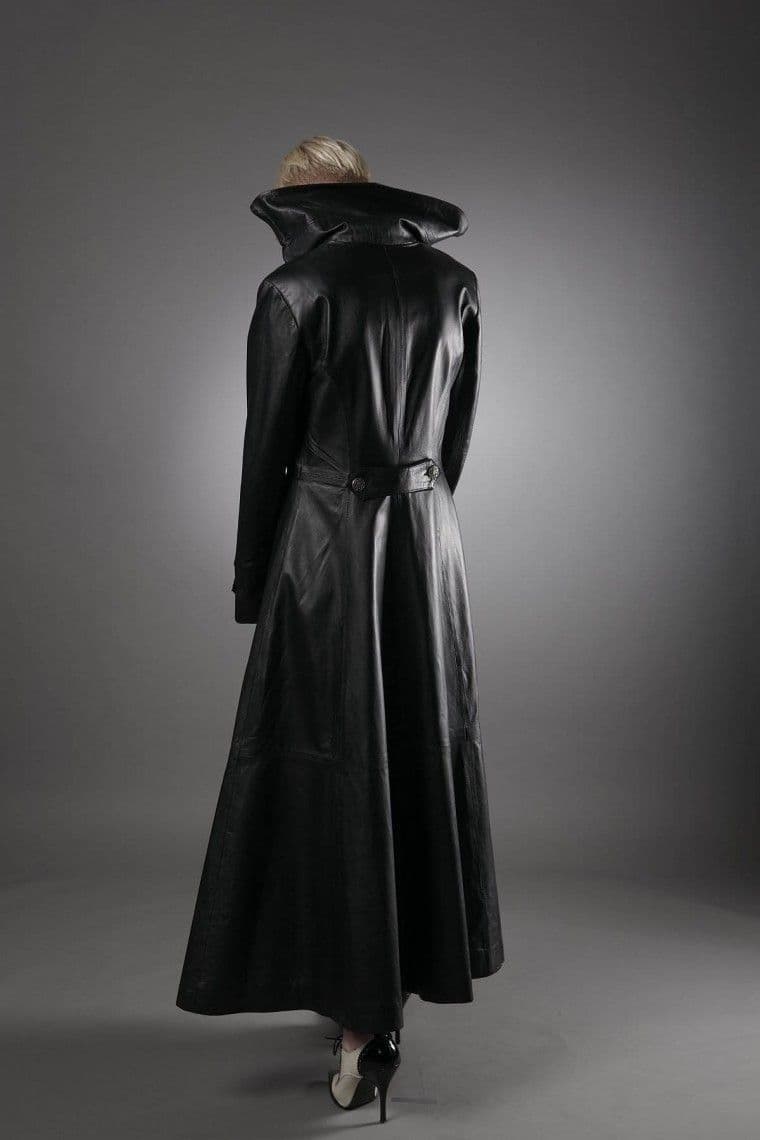 Ladies Full Length Gothic Trench Coat Black