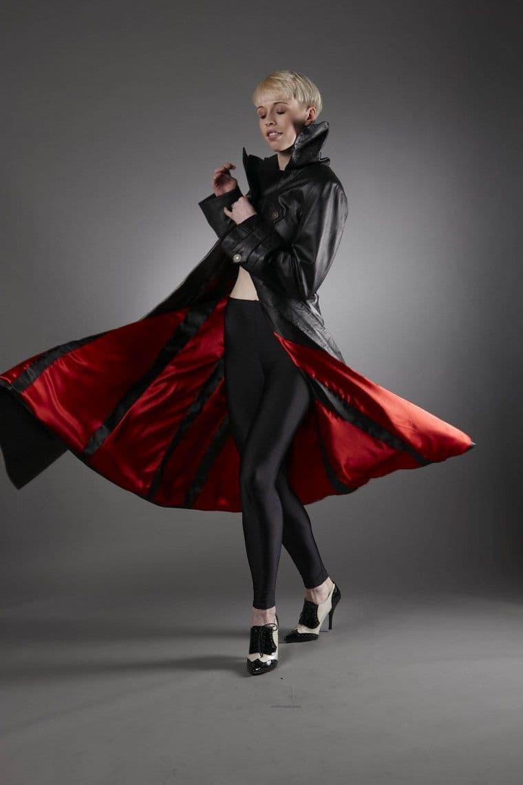 Ladies Full Length Gothic Trench Coat Black