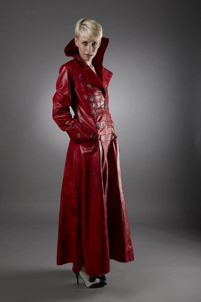 Ladies Full Length Military Coat Red