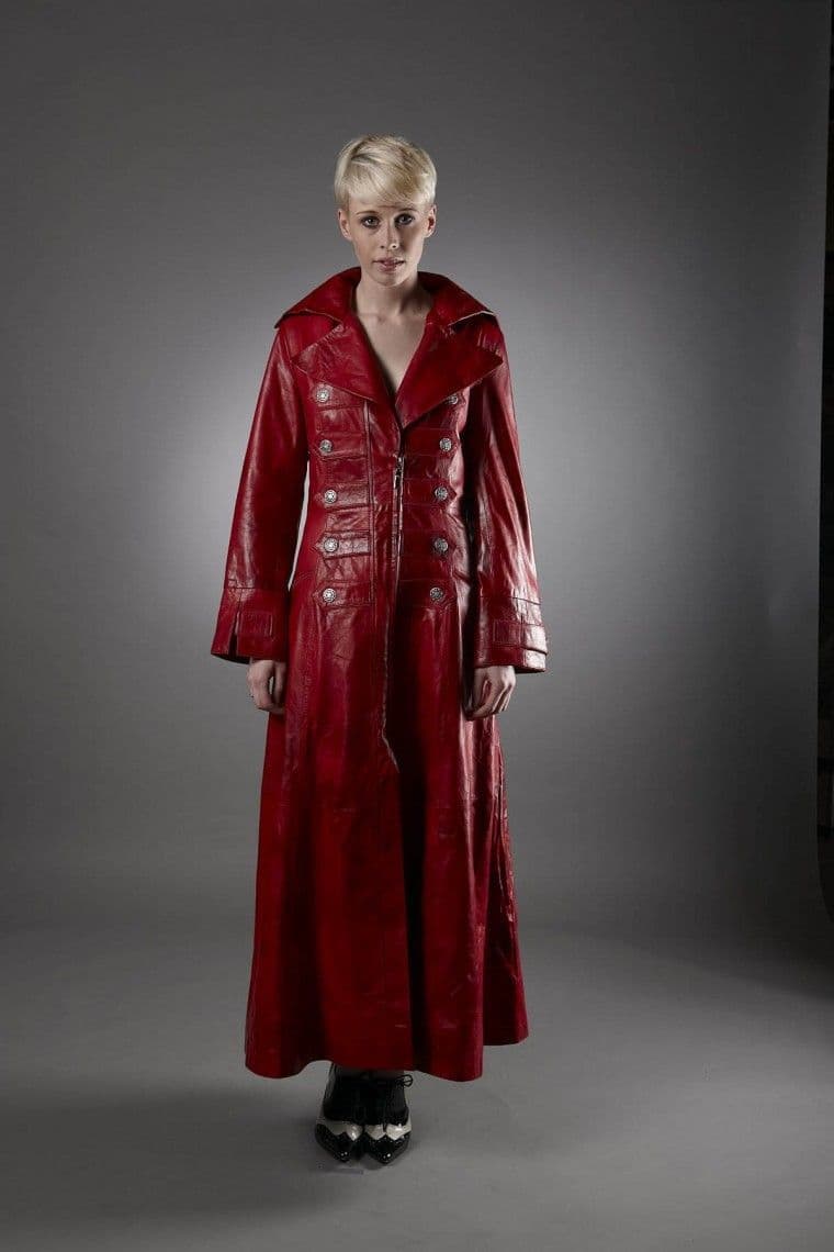 Ladies Full Length Military Coat Red