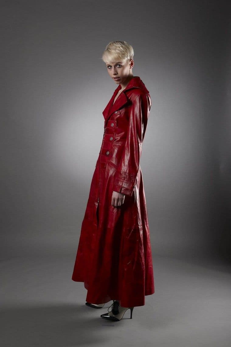 Ladies Full Length Military Coat Red