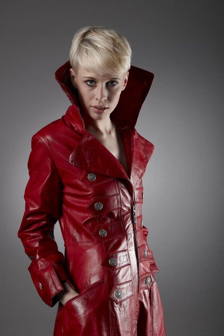 Ladies Full Length Military Coat Red