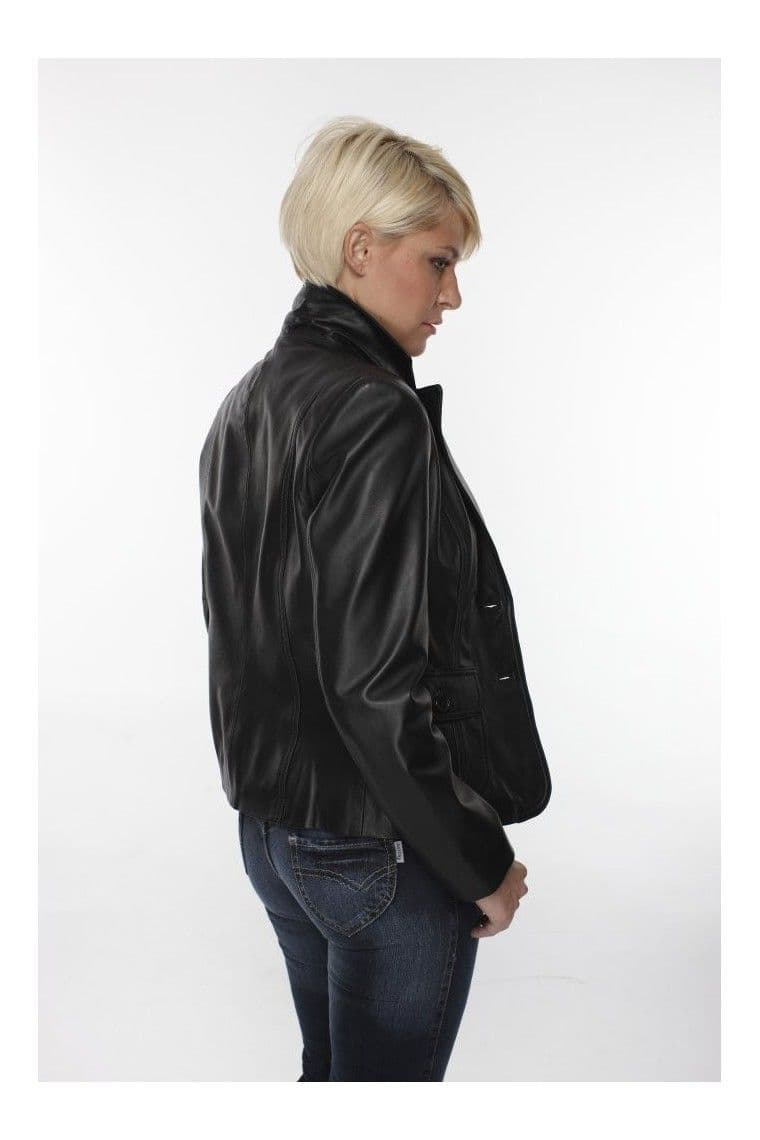 Ladies Leather Blazer Black