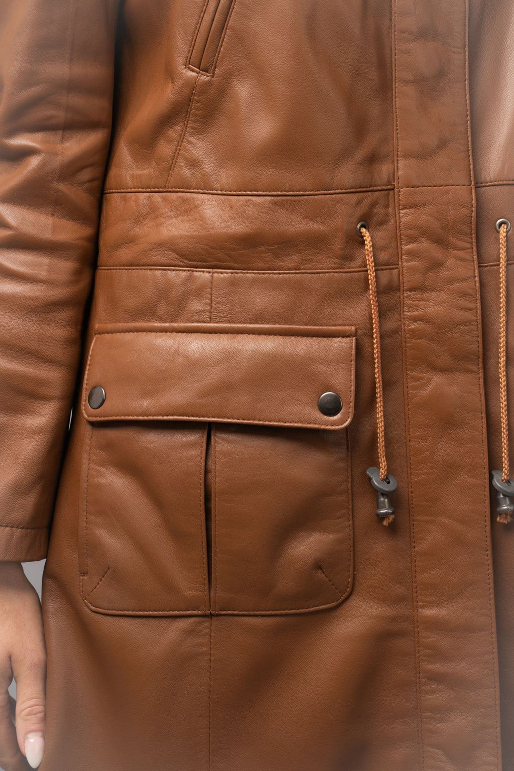 Ladies Leather Coat Tan