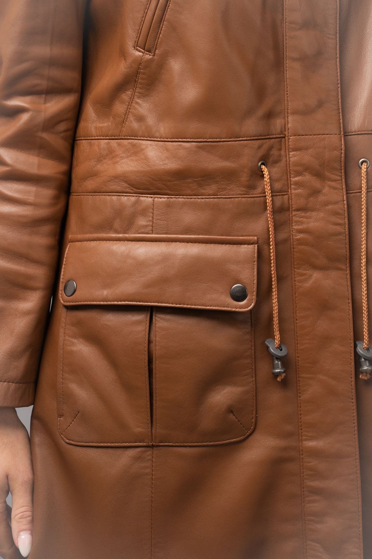 Ladies Leather Coat Tan