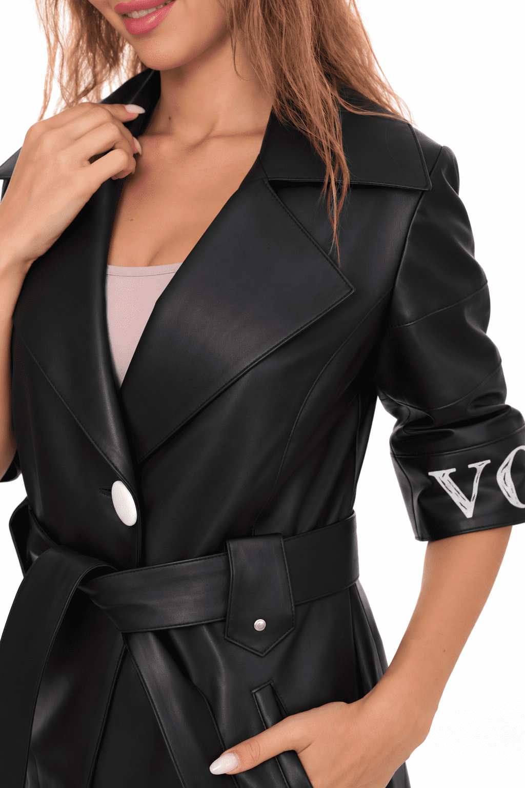 Leather Belted Trench Coat:Vogue