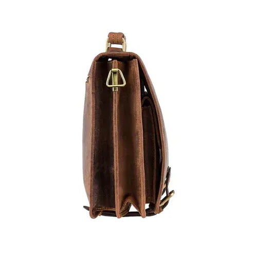 LEATHER BRIFCASE OIL TAN