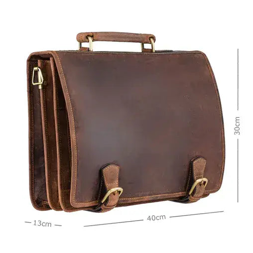 LEATHER BRIFCASE OIL TAN