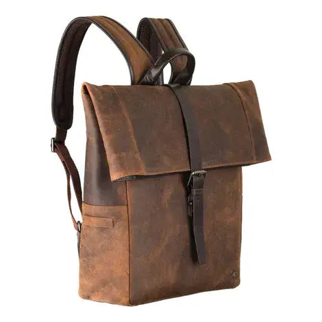 Leather Fold Over Backpack Tan