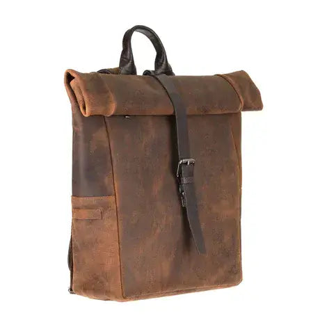 Leather Fold Over Backpack Tan