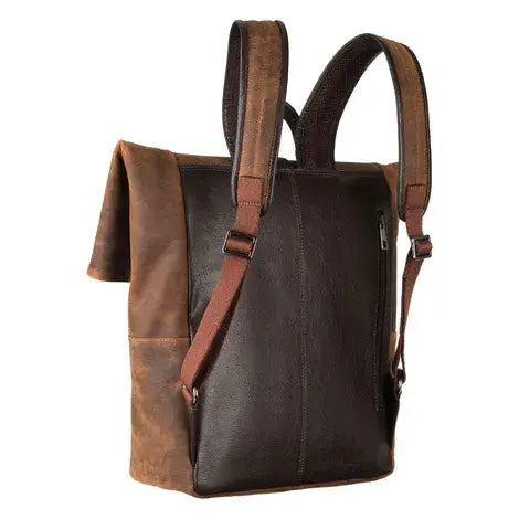 Leather Fold Over Backpack Tan