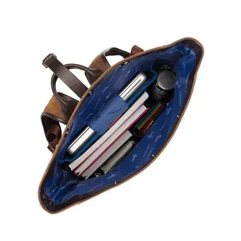 Leather Fold Over Backpack Tan