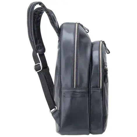 Leather Laptop Backpack Black