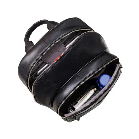 Leather Laptop Backpack Black