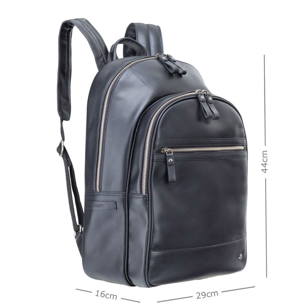 Leather Laptop Backpack Black