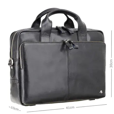 Leather Laptop Bag Black : Hugo 15"