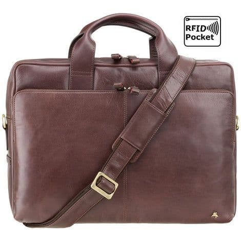 Leather Laptop  Bag Brown : Hugo 15"