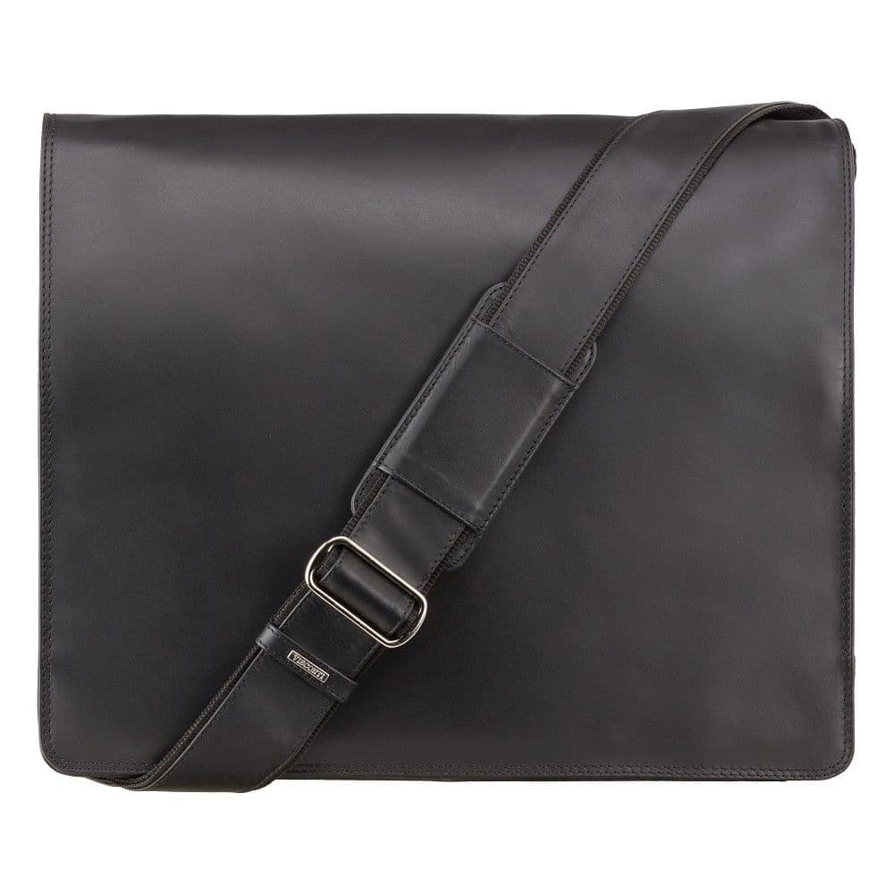 Leather Messenger Bag Black ; Harvard (XL)