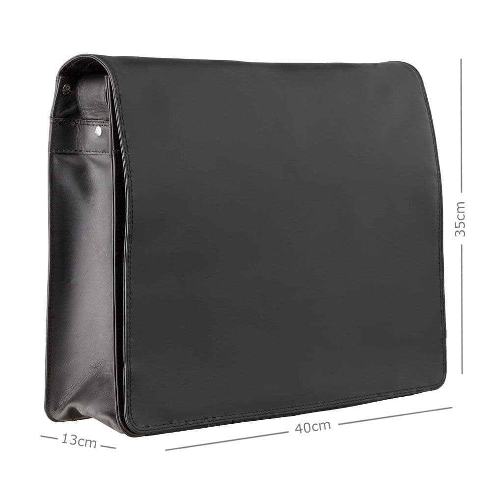 Leather Messenger Bag Black ; Harvard (XL)