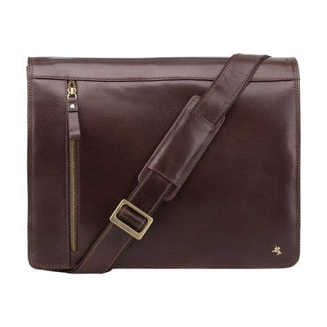 Leather Messenger Bag Brown A4