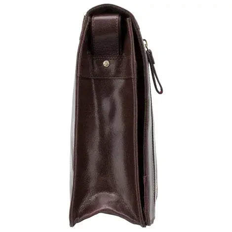 Leather Messenger Bag Brown A4